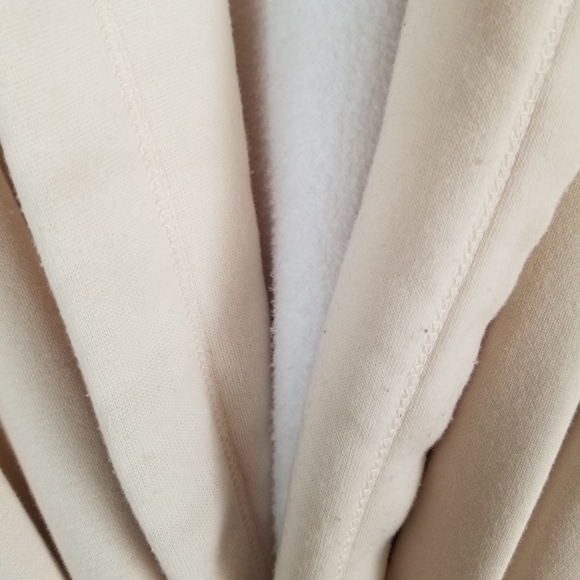 FABLETICS Lexie Hooded  Fleece Belted Ivory Tapioca Sweatshirt - Picture 11 of 12